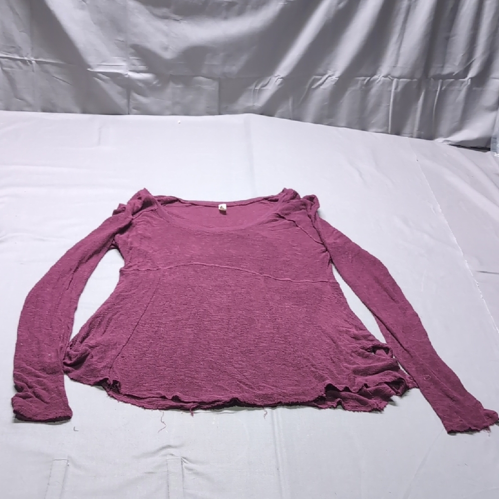 Free People Ruffled Red‎ Long Sleeve Blouse